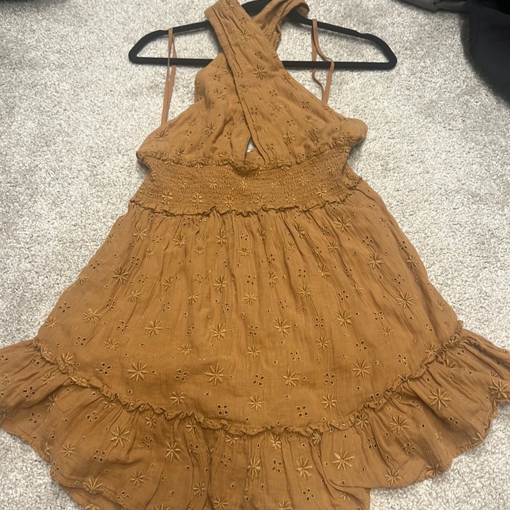 Aerie white eyelet dress crossover or halter 2 in one dress